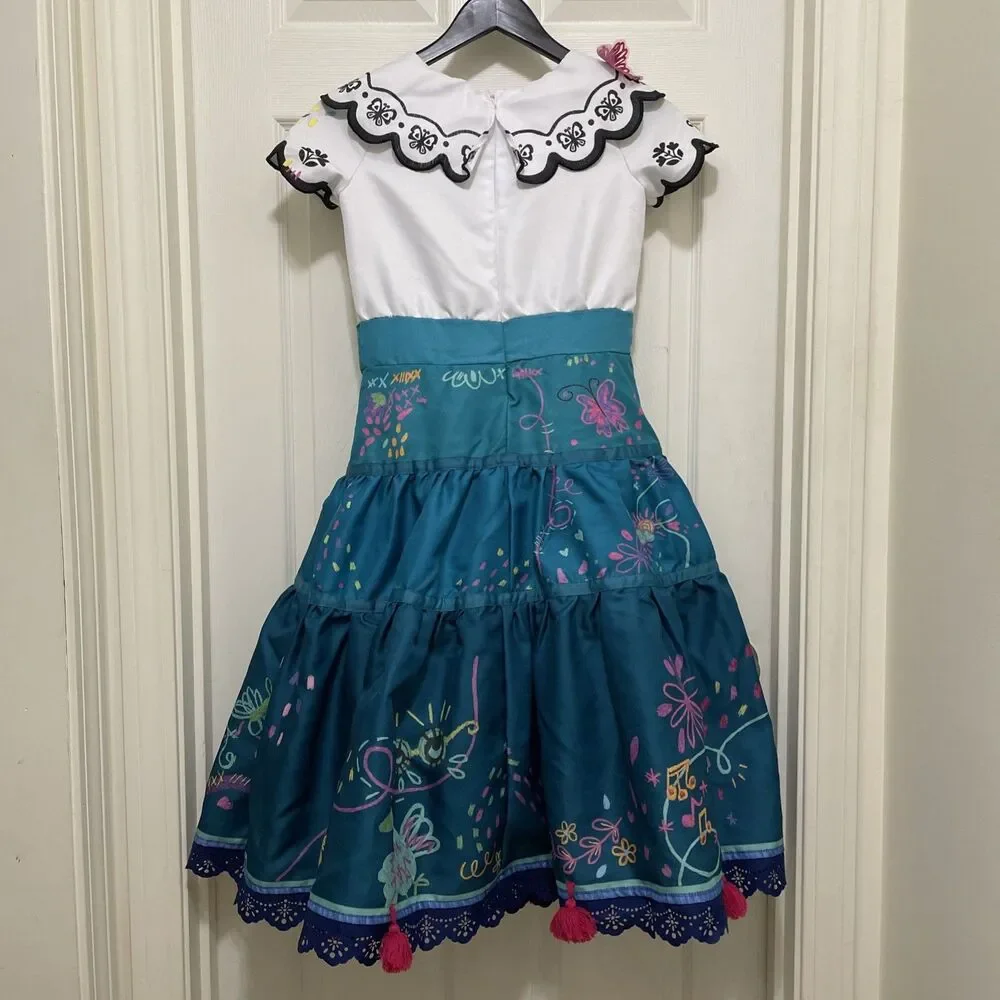Disney Encanto Mirabel Costume Dress Madrigal Dress Up Halloween Girls Sz 8 - 10